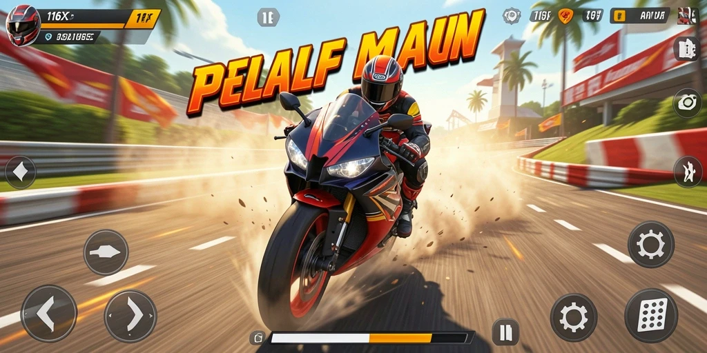 Screenshot 116X menampilkan balapan motor yang seru dan adrenalin tinggi.