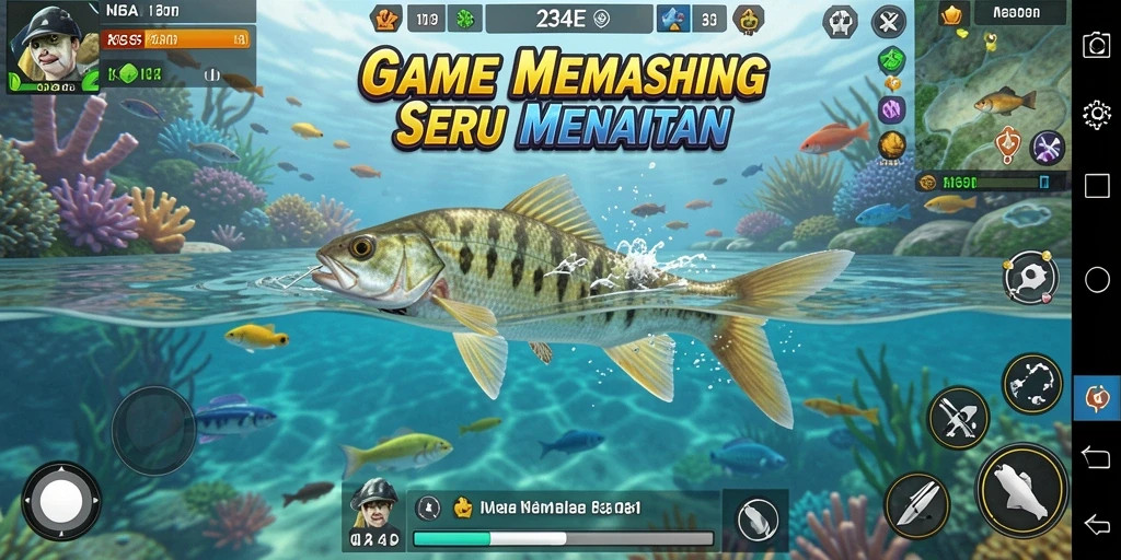 Tampilan gameplay menarik dari 234E saat menangkap ikan.