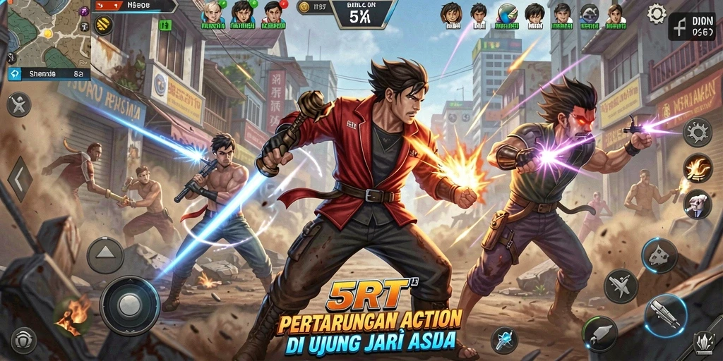 Tampilan screenshot dari gameplay seru di 5RT dengan aksi bertarung intens.