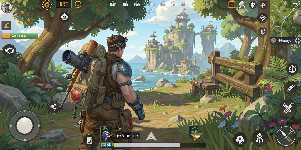 Tangkapan layar gameplay 6RT menampilkan petualangan di dunia terbuka.