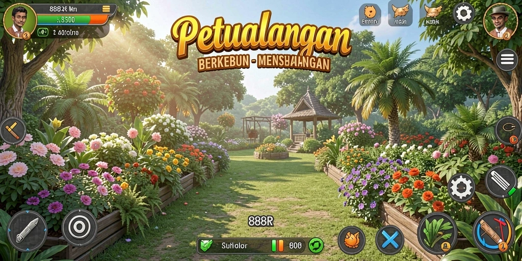Tampilan gameplay menarik dari 888R saat berkebun.