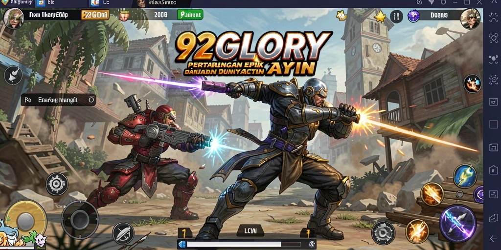 Tampilan gameplay <strong>92GLORY</strong> dengan aksi pertempuran yang mendebarkan.