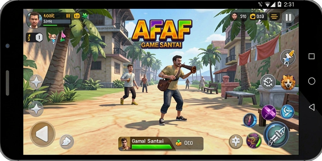 Tangkapan layar AFAF dengan gameplay cerah dan menyenangkan.