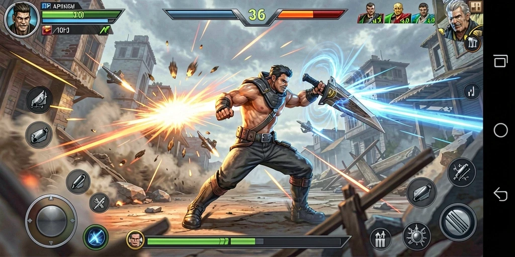 Screenshot gameplay API36 menunjukkan aksi tempur yang mendebarkan.