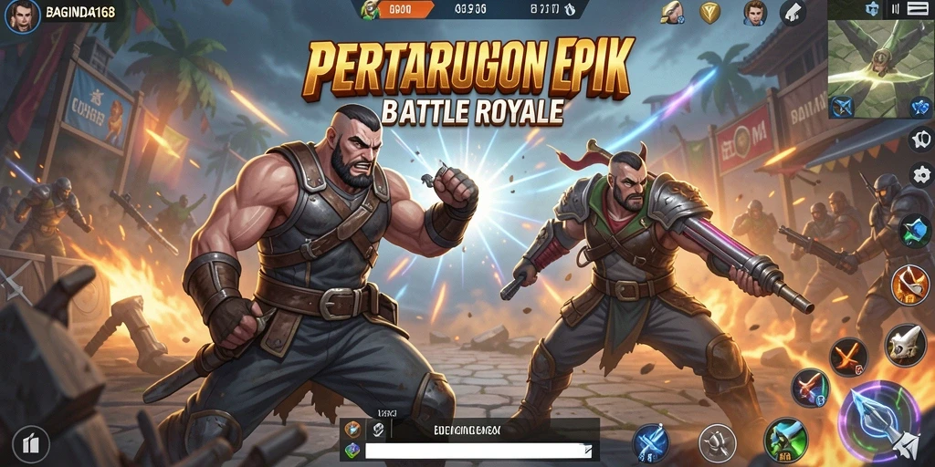 Tampilan pertarungan seru dalam game Battle Royale BAGINDA168.