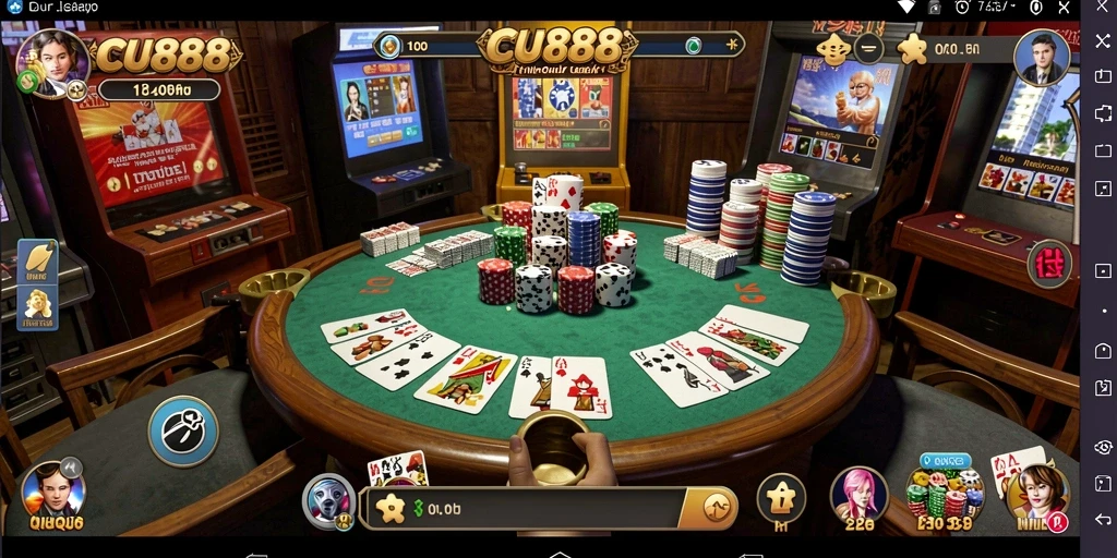Screenshot CU888 menampilkan gameplay QiuQiu yang menarik dan interaktif.