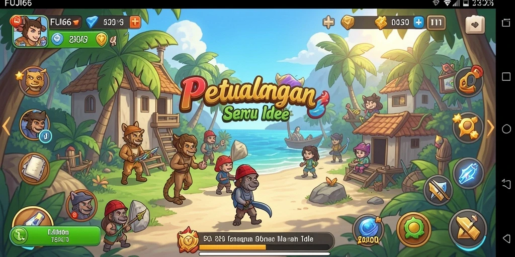 Screenshot menunjukkan petualangan seru dalam gameplay Idle FUJI66.