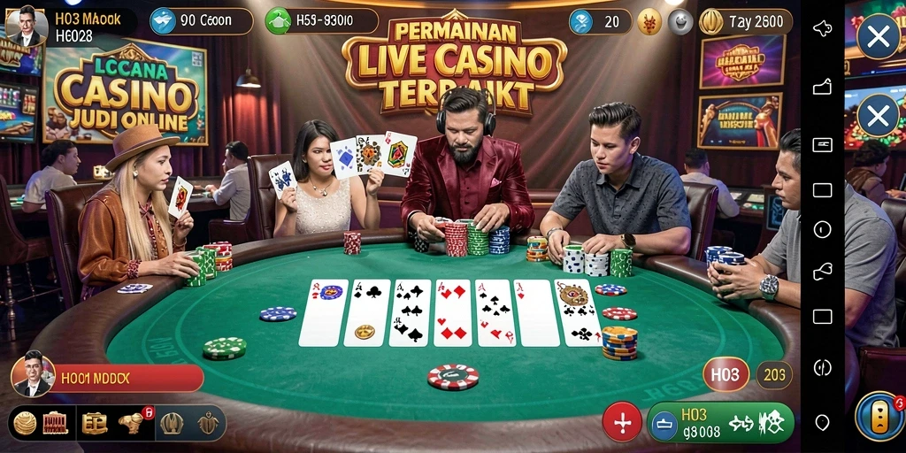 Tampilan gameplay Live Casino yang menarik dengan dealer langsung.