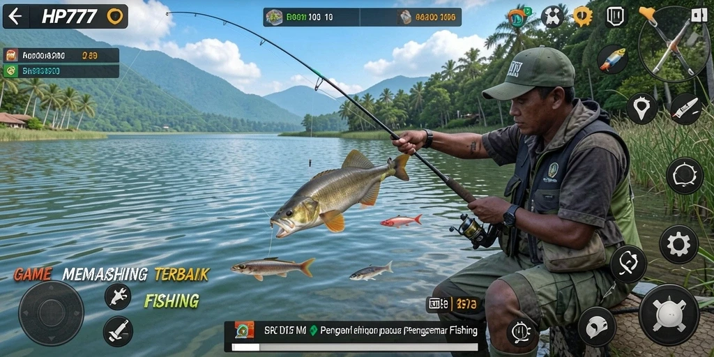 Gameplay memancing HP777 yang penuh aksi dan seru.