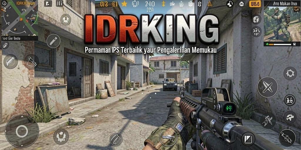 Screenshot gameplay menegangkan dari IDRKING yang menunjukkan aksi FPS.