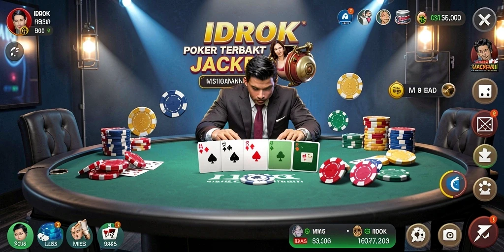 Screenshot utama IDROK menampilkan permainan Poker yang menarik.