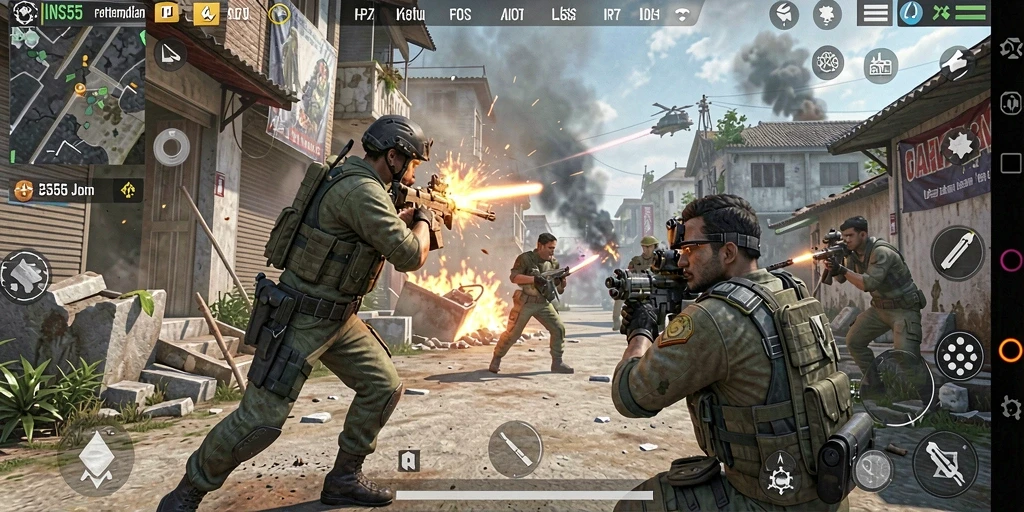 Gameplay mendebarkan di INS55, tembakan akurat dan aksi intens.
