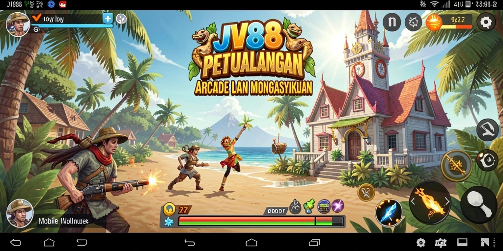 Tampilan menarik dari gameplay JV88 dengan elemen Arcade yang penuh warna.