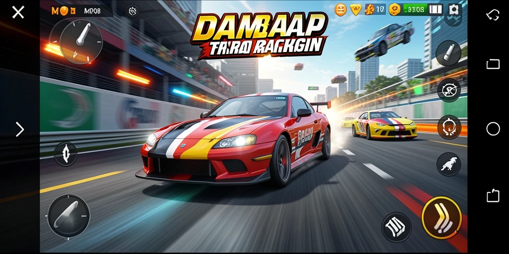 Tampilan gameplay seru dari MPO08 dengan aksi balap yang mendebarkan.