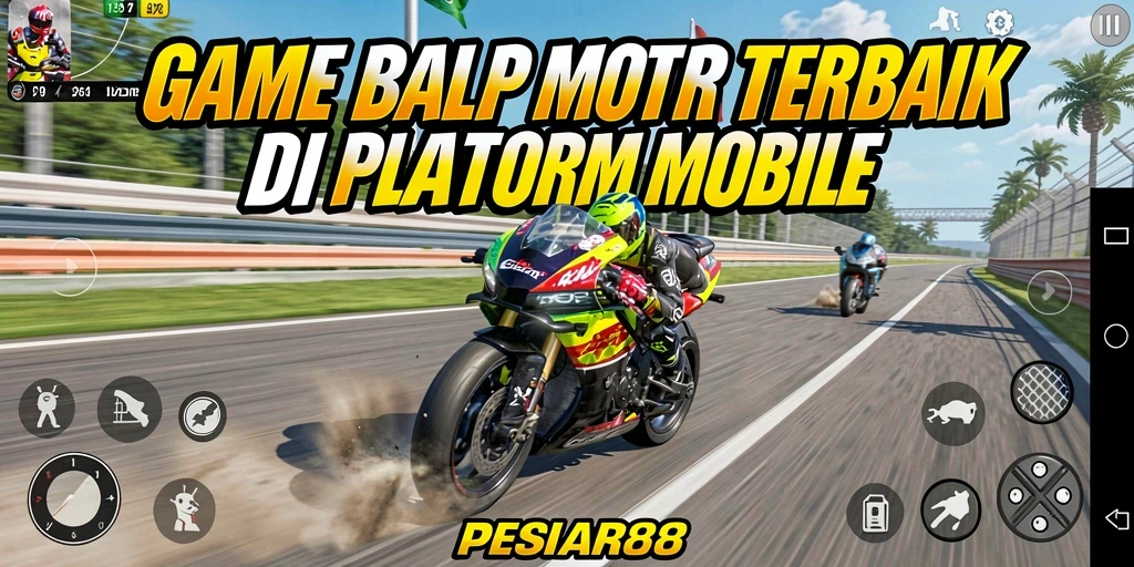Tampilan gameplay PESIAR88 yang mendebarkan saat balapan motor.