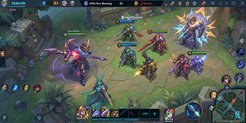 Tampilan gameplay seru di REBAHIN dengan pertempuran intens.