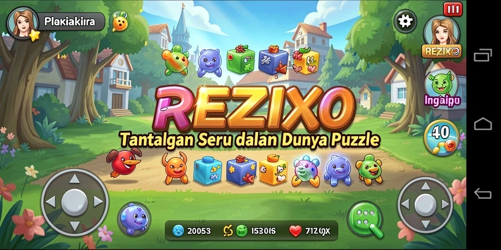 Tampilan gameplay REZIXO yang menarik dan penuh warna dalam menyelesaikan puzzle.
