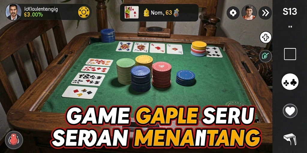Screenshot gameplay S13 menampilkan suasana seru permainan Gaple.