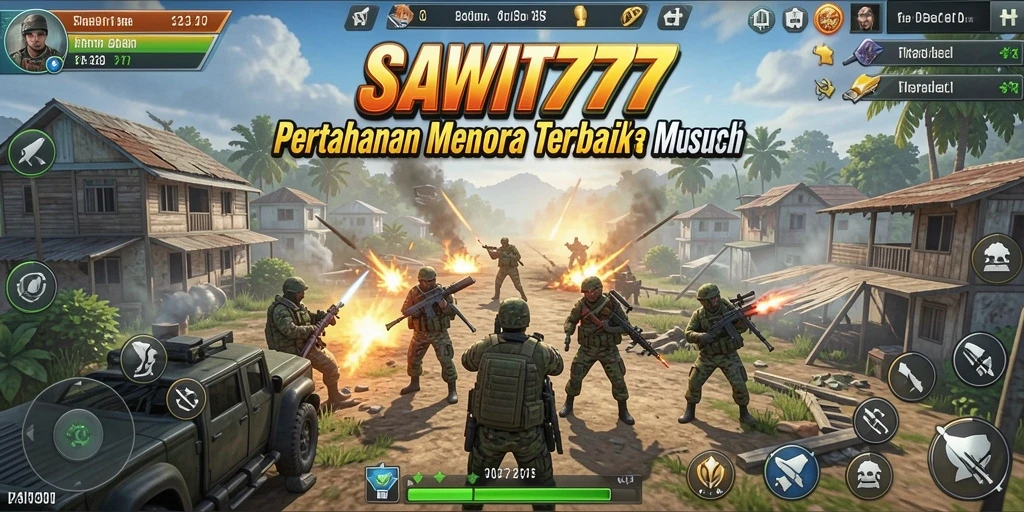 Tampilan gameplay <strong>SAWIT777</strong> menampilkan strategi menara pertahanan yang seru.