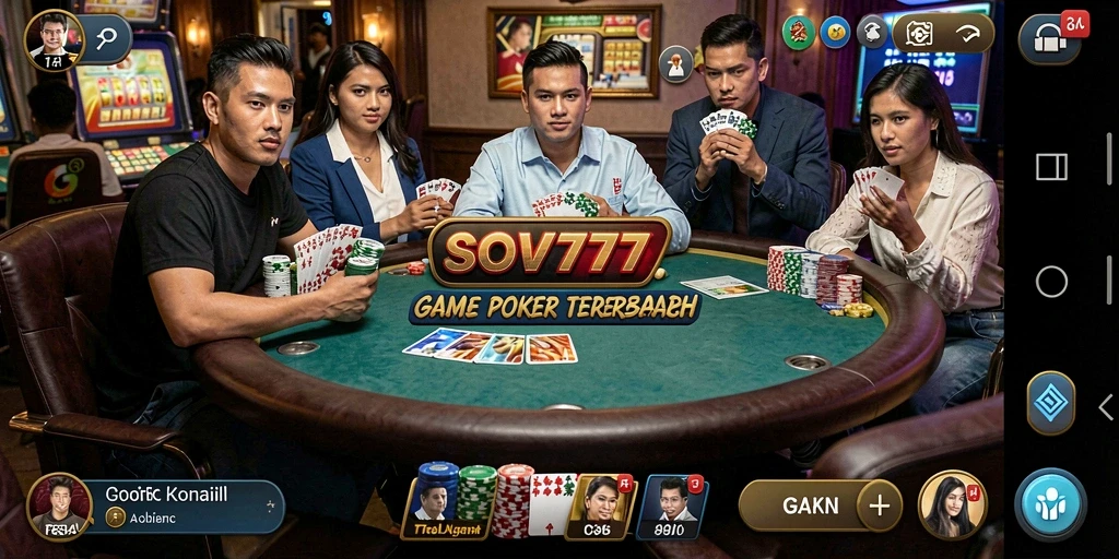 Screenshot gameplay poker di SOV777 yang seru dan menarik.