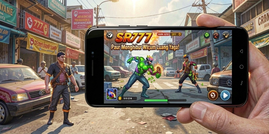 Tampilan gameplay seru dan mengasyikkan dari SR777 dalam mode arcade.