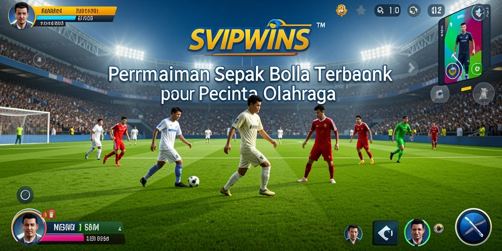 Screenshot SVIPWINS menampilkan aksi seru dalam pertandingan sepak bola.