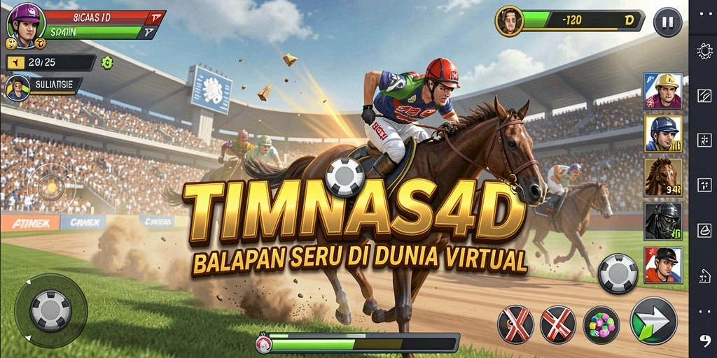 Screenshot dari gameplay TIMNAS4D menunjukkan balapan penuh aksi.