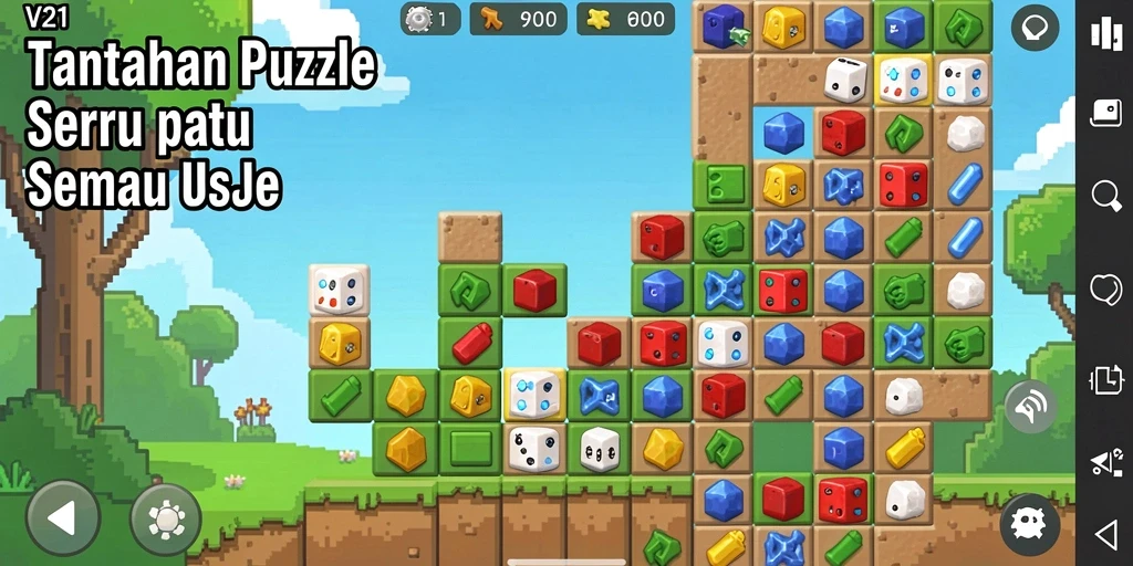 Tampilan gameplay V21 menampilkan tantangan puzzle yang seru.