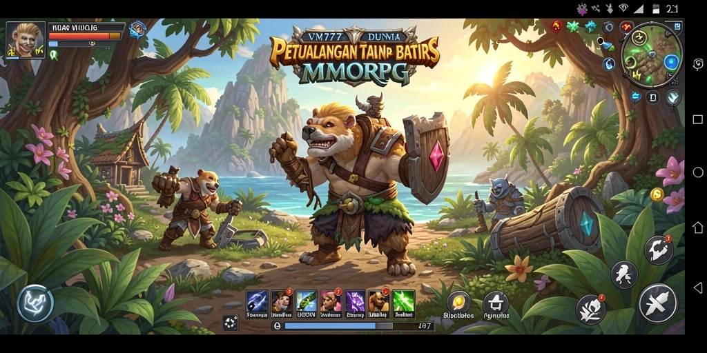 Tampilan gameplay yang dinamis dan penuh aksi dalam VM777.