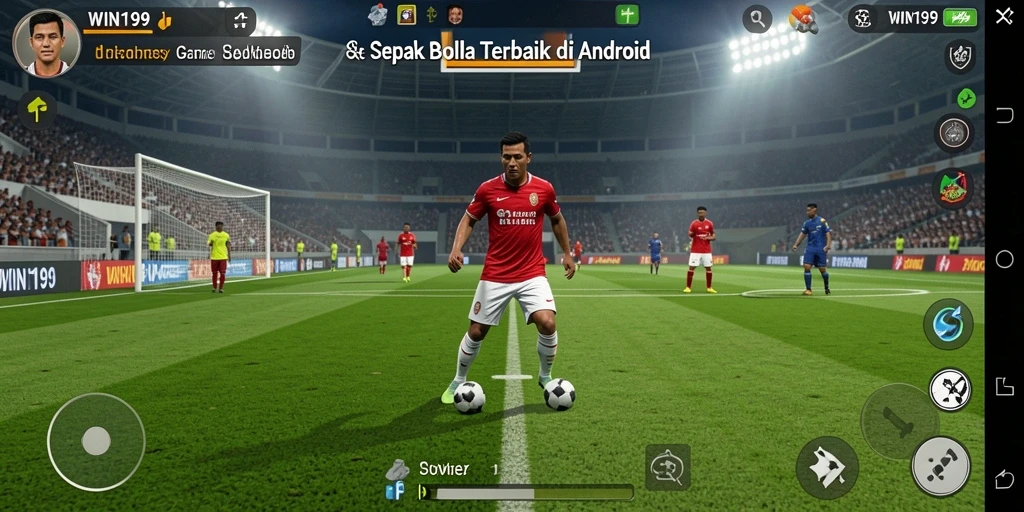 Screenshot gameplay <strong>WIN199</strong> menampilkan pertandingan sepak bola yang mendebarkan.