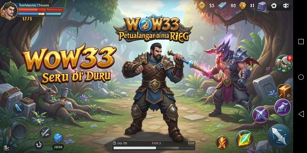 Gameplay WOW33 menampilkan karakter beraksi dalam dunia fantasi yang menakjubkan.