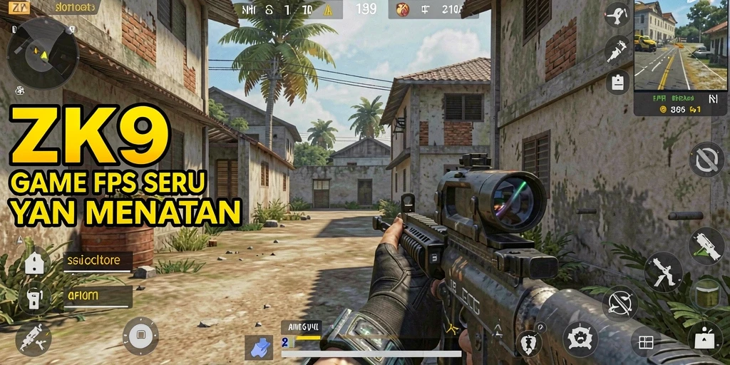 Tampilan mendebarkan dari gameplay ZK9 dengan aksi FPS yang intens.
